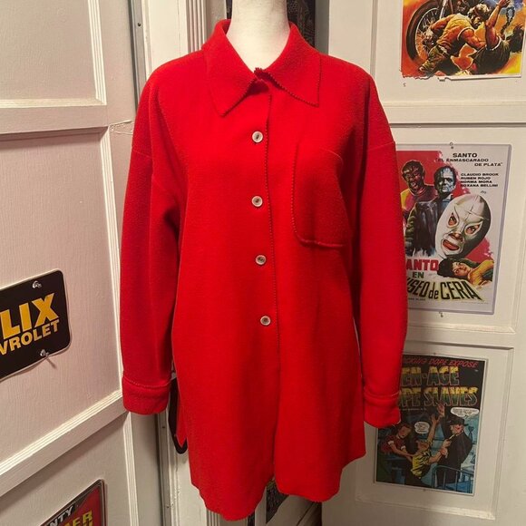 Vintage Women’s Moda Int’l Rich Red Sweater/Flannel Top with buttons - Medium - Picture 1 of 8